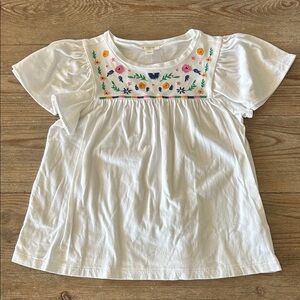 Crewcuts Girls Embroidered Flair sleeve Tee
